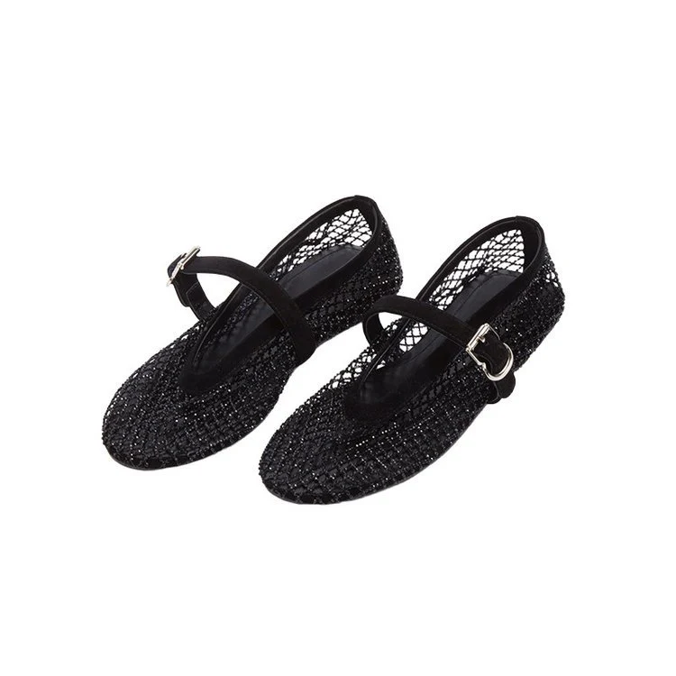 Damen elegante Ballerina-Schuhe mit dekorativem Riemchen und funkelnden Akzenten R&B - Image 7