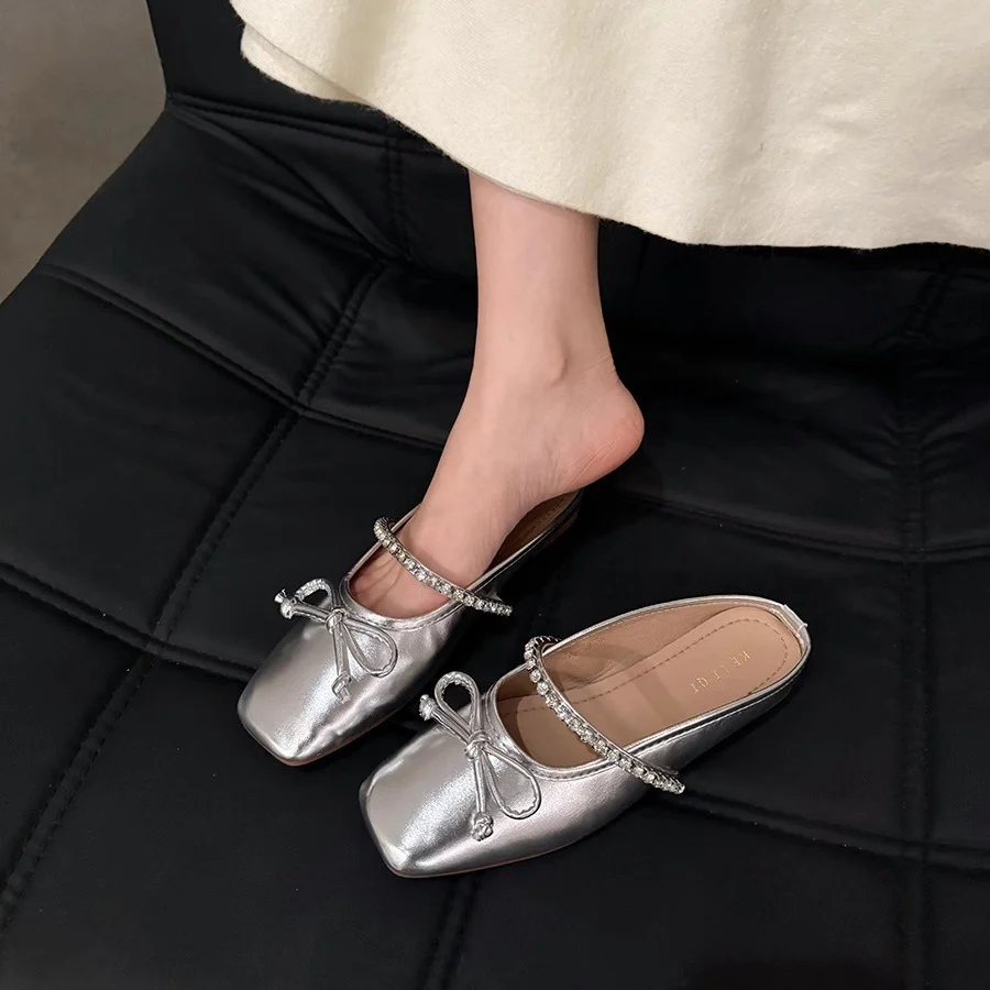 Damen elegante Ballerina-Slipper mit funkelndem Schleifenakzent und klassischer Form R&B - Image 3