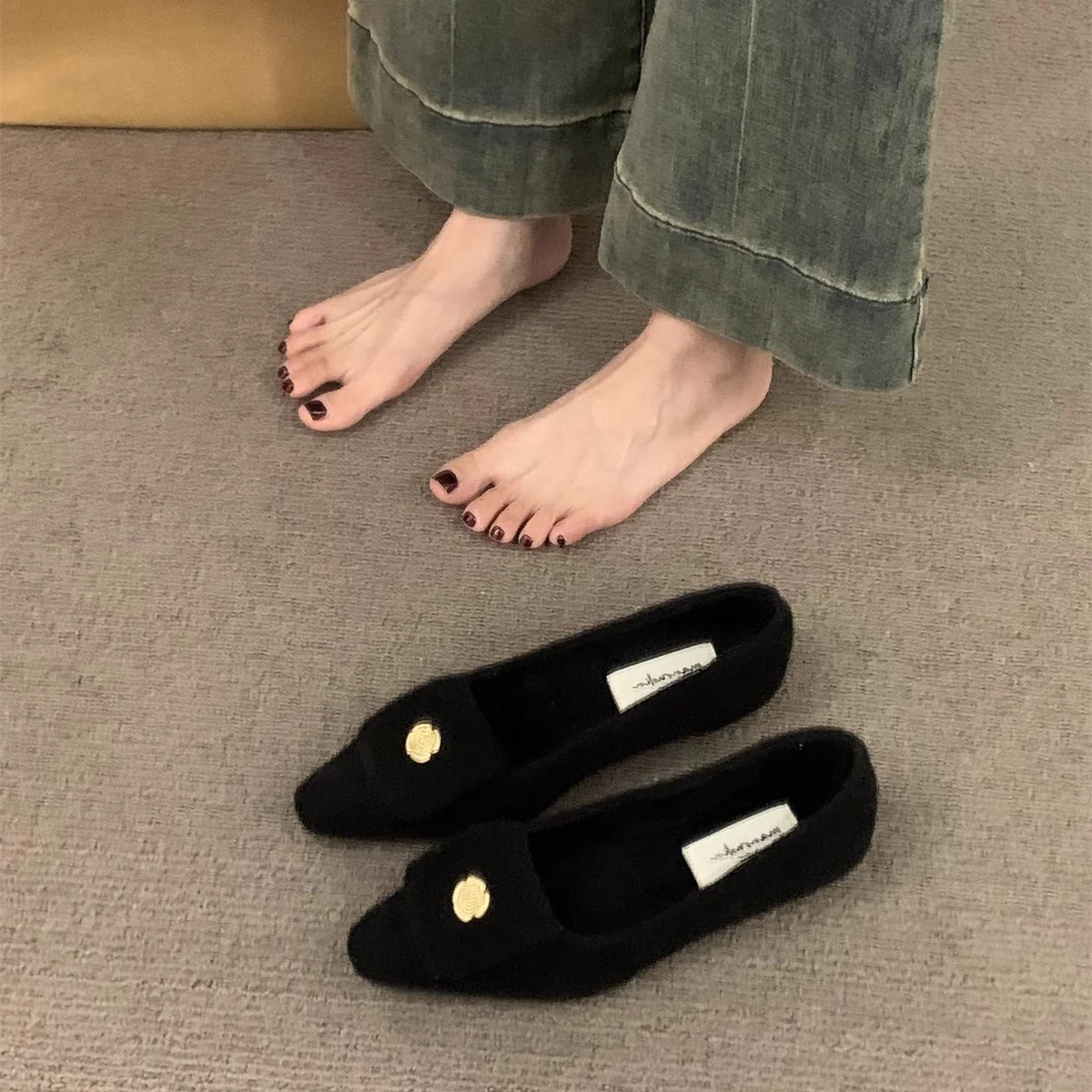 Damen elegante Ballerinas aus Filz mit dekorativem Riemchen R&B - Image 3