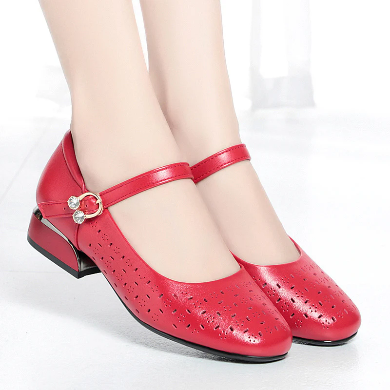 Damen Elegante Ballerinas mit dekorativen Perforationen und komfortablem Riemen R&B - Image 2