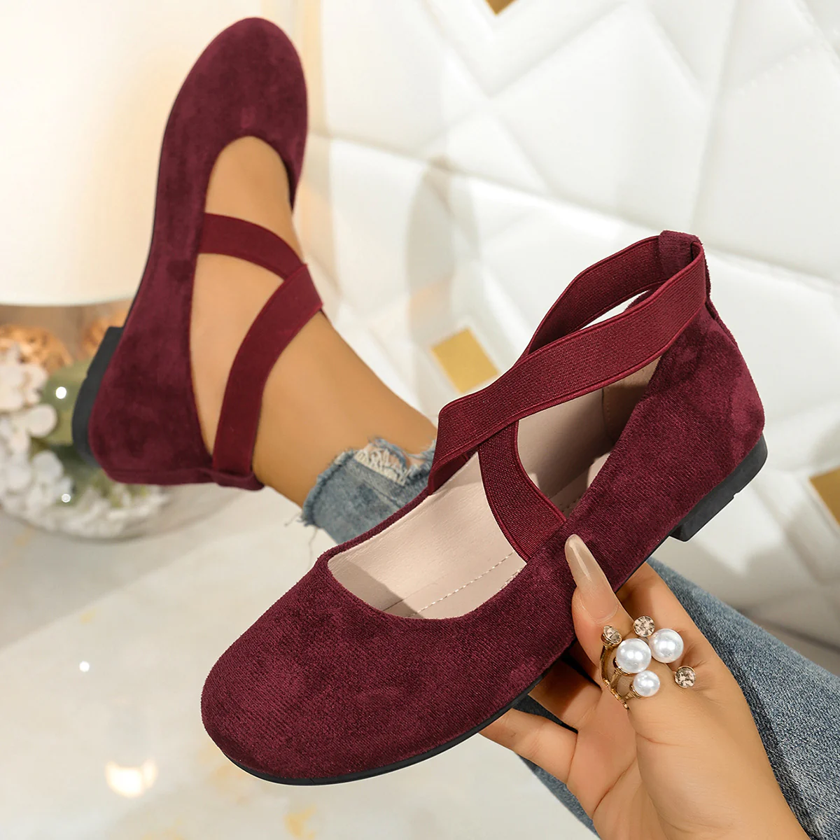 Damen elegante Ballerinas mit elastischem Riemendesign R&B - Image 7