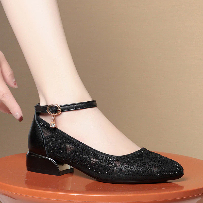 Damen Elegante Ballerinas mit filigranem Mesh-Design und modischem Anhänger R&B - Image 4