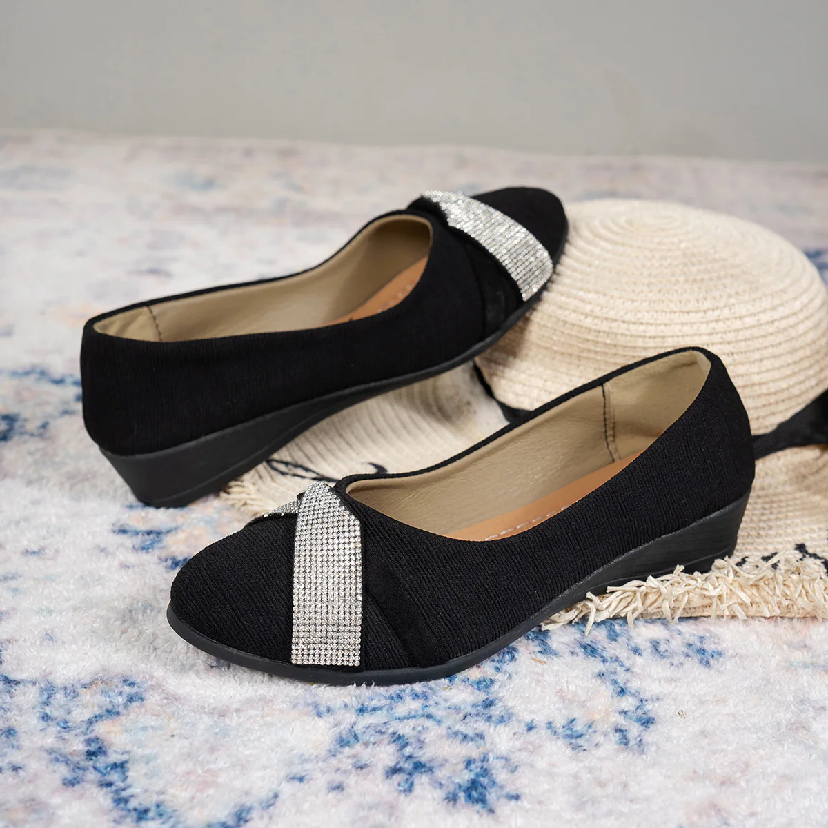 Damen elegante Ballerinas mit funkelndem Kristallschleifen-Detail R&B - Image 3