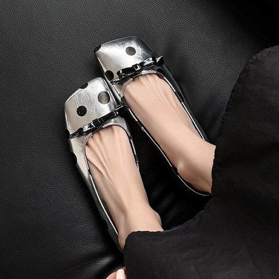 Damen elegante Ballerinas mit modischem Punktedesign und dekorativem Schleifendetail R&B - Image 3