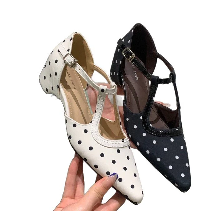 Damen elegante Ballerinas mit modischem Riemchen und dekorativem Punktenmuster R&B - Image 5