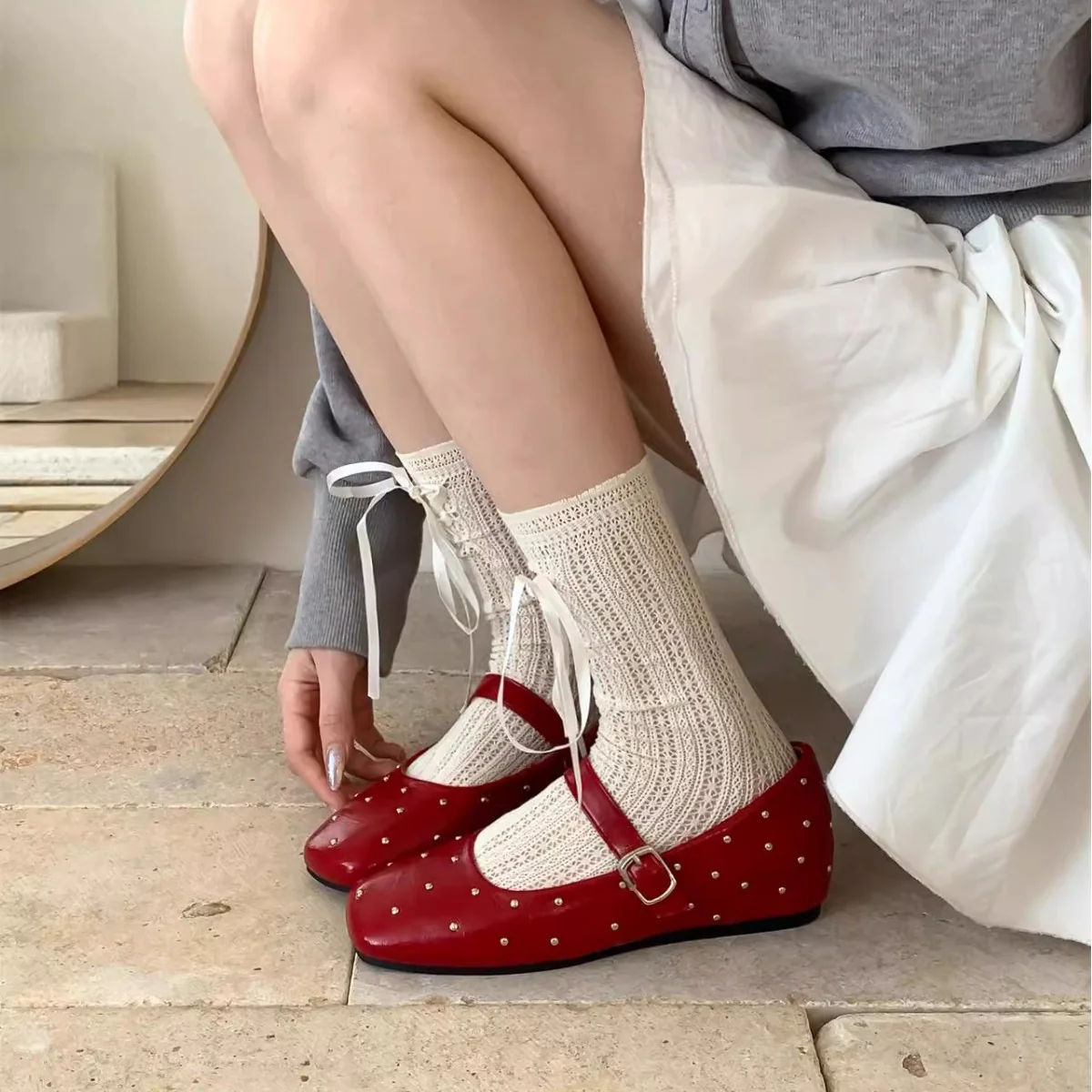 Damen elegante Ballerinas mit modischem Riemen und funkelnden Verzierungen R&B - Image 2