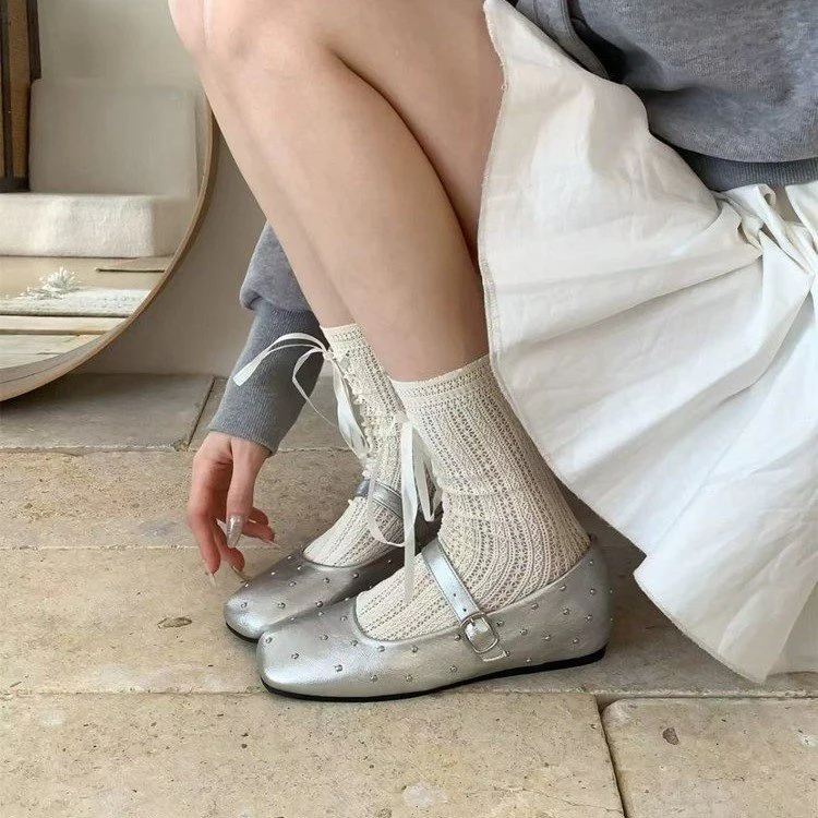 Damen elegante Ballerinas mit modischem Riemen und funkelnden Verzierungen R&B - Image 8