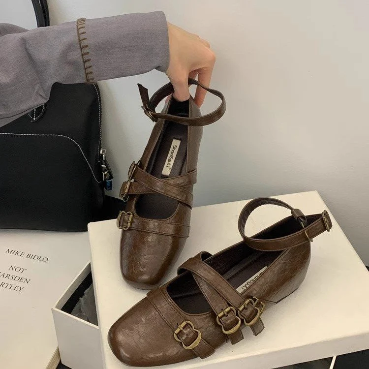 Damen elegante Ballerinas mit modischen Riemchen und verstellbaren Schnallen R&B - Image 2