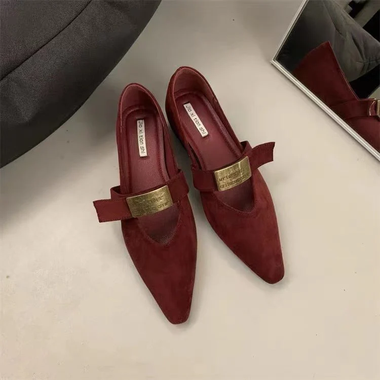 Damen elegante Ballerinas mit modischen Schnallen und hochwertigem Samt R&B - Image 6