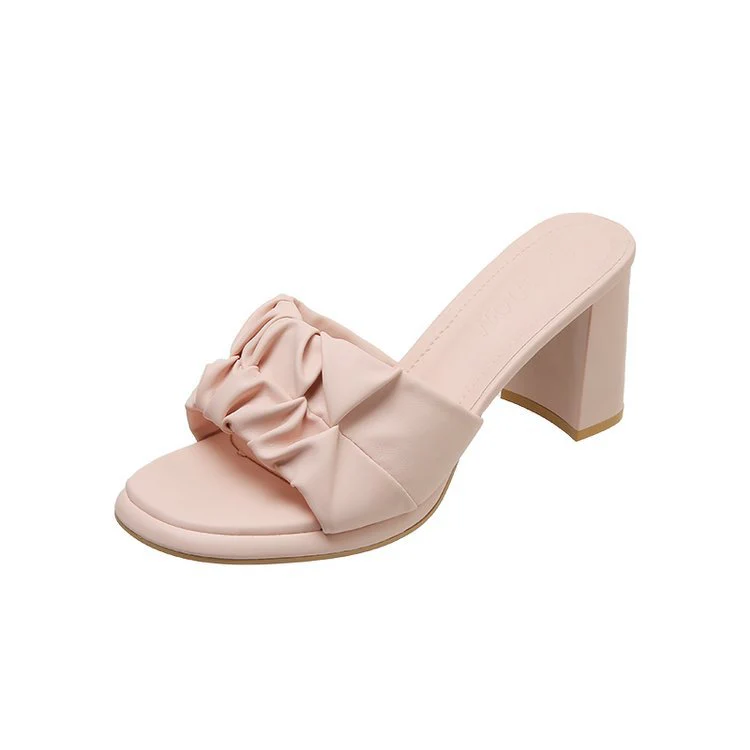 Damen elegante Blockabsatz-Sandalen mit modischem Rüschendesign R&B - Image 6