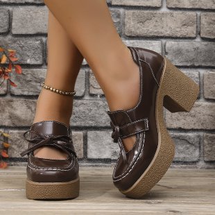 Damen elegante Blockabsatzschuhe mit modischer Schleifenapplikation R&B - Image 8