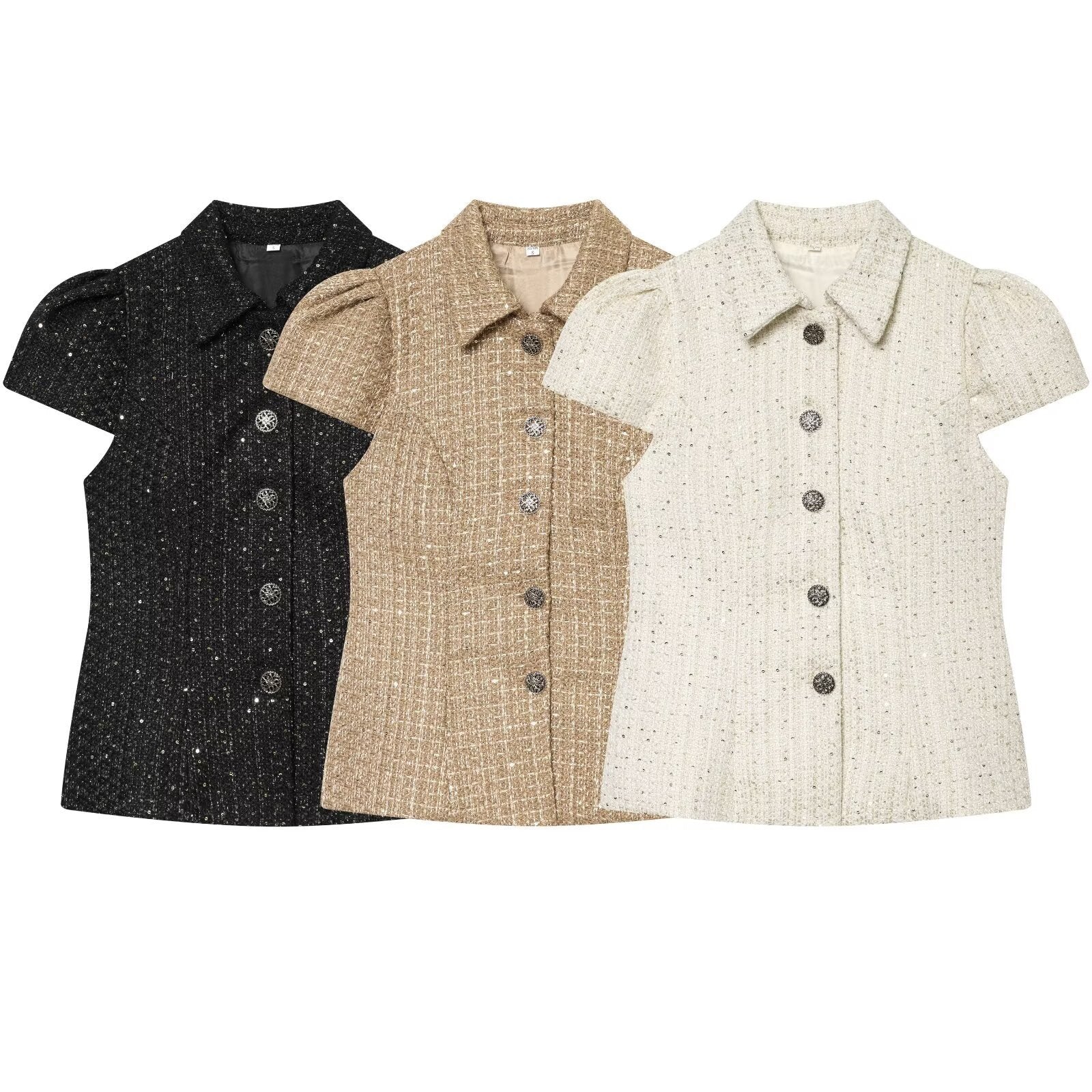 Damen elegante Bluse mit strukturiertem Gewebe und dekorativen Knöpfen R&B - Image 5