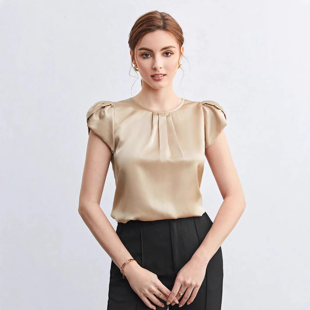 Damen elegante Bluse mit strukturierten Puffärmeln R&B