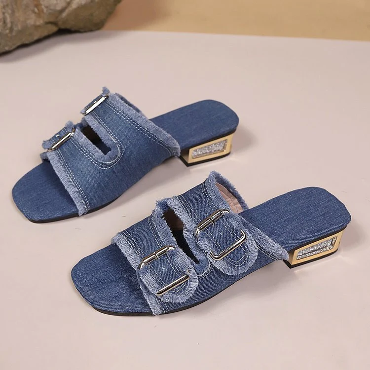 Damen Elegante Clogs mit modischen Fransen und Schmuckdetails R&B - Image 3