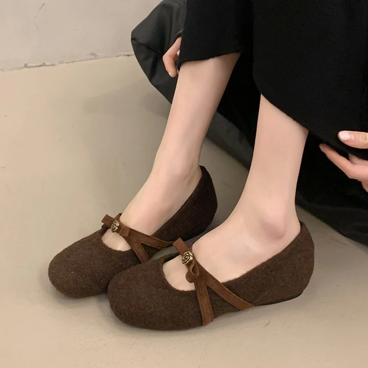 Damen elegante Filz-Ballerinas mit modischem Schleifenakzent R&B - Image 2