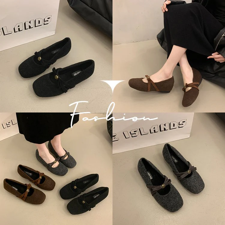 Damen elegante Filz-Ballerinas mit modischem Schleifenakzent R&B - Image 4