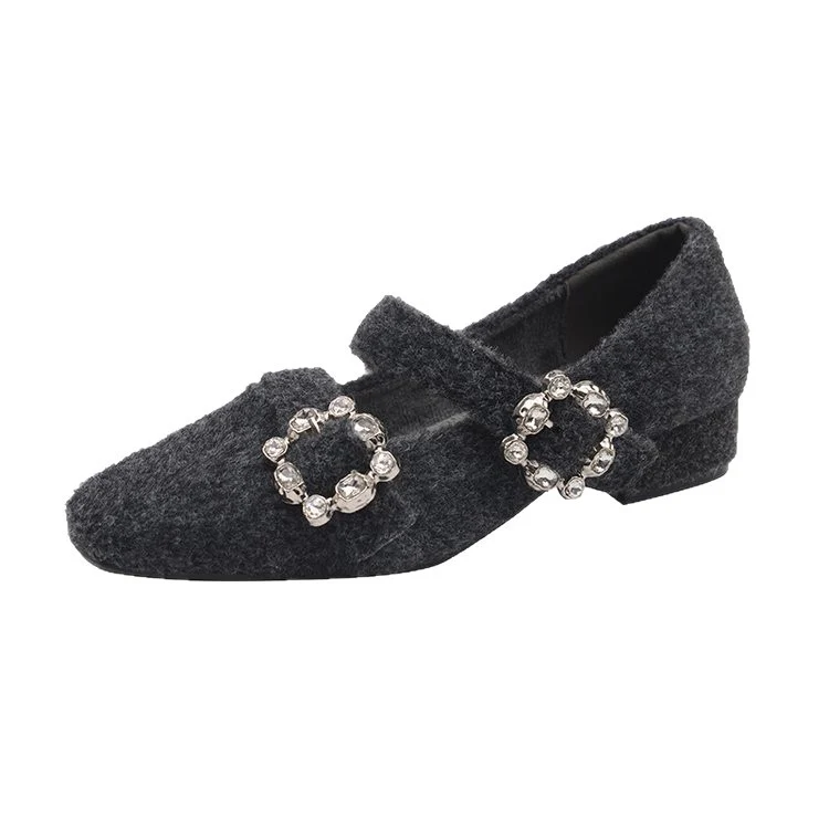 Damen elegante Filz-Mary Jane Schuhe mit schimmernden Schnallen R&B - Image 5
