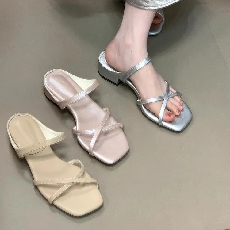 Damen elegante Flachsandalen mit geschmackvollem Kreuzriemen und bequemer Sohle R&B - Image 2