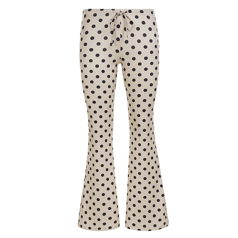 Damen Elegante Flared-Hose mit verstellbarem Bindegürtel und klassischem Polka-Dot-Muster R&B - Image 6