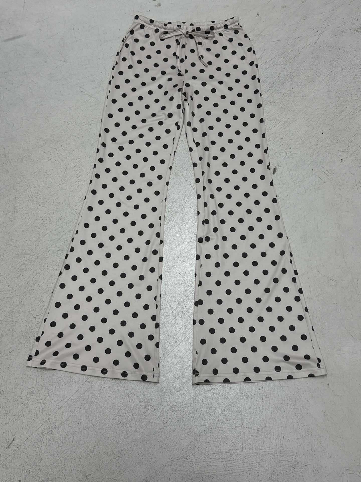 Damen Elegante Flared-Hose mit verstellbarem Bindegürtel und klassischem Polka-Dot-Muster R&B - Image 7