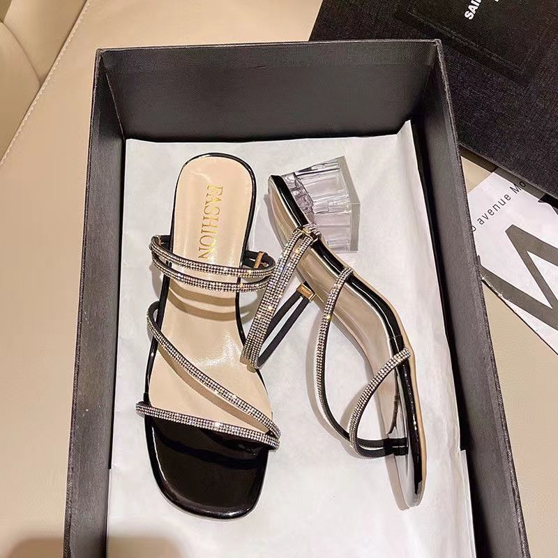Damen elegante High-Heel Sandalen mit verziertem Riemendesign und transparentem Blockabsatz R&B - Image 7