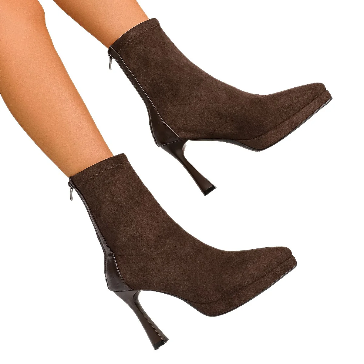 Damen Elegante High-Heels Stiefeletten mit chicem Reißverschluss und schmalem Blockabsatz R&B - Image 5