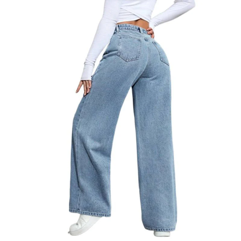 Damen Elegante High-Waist Jeans im weiten Schnitt mit glitzerndem Detail R&B - Image 5