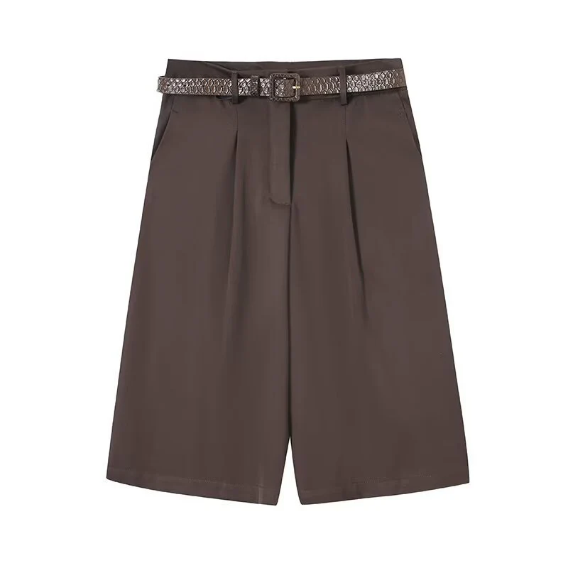 Damen elegante Hochwasser-Shorts mit geflochtenem Gürtel R&B - Image 4