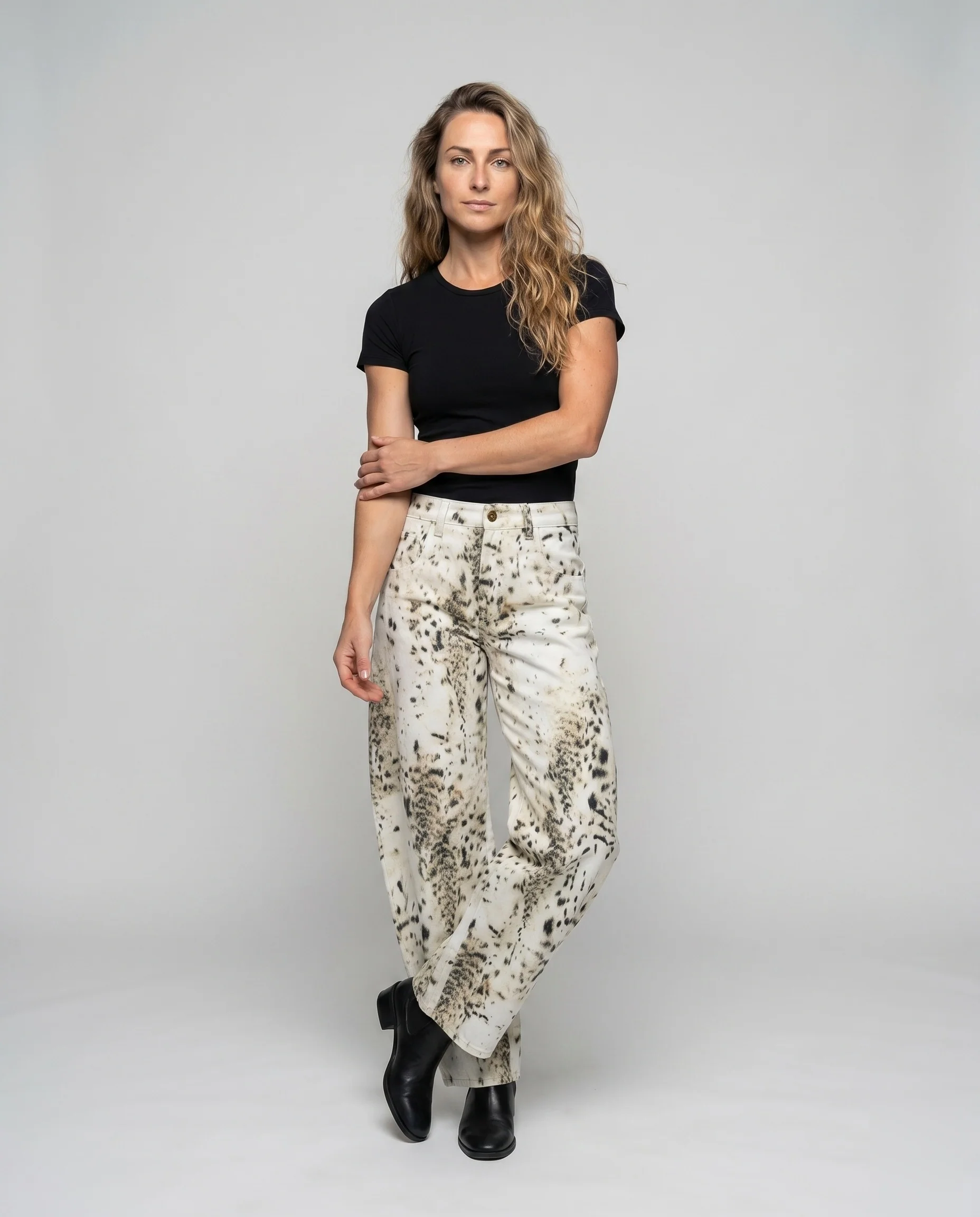 Damen Elegante Hose mit lässigem Schnitt und außergewöhnlichem Tiermuster R&B