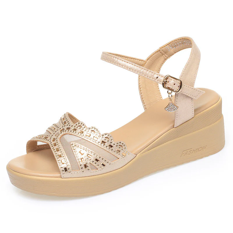 Damen Elegante Keilsandaletten mit modischem Riemendesign und funkelnden Akzenten R&B - Image 6