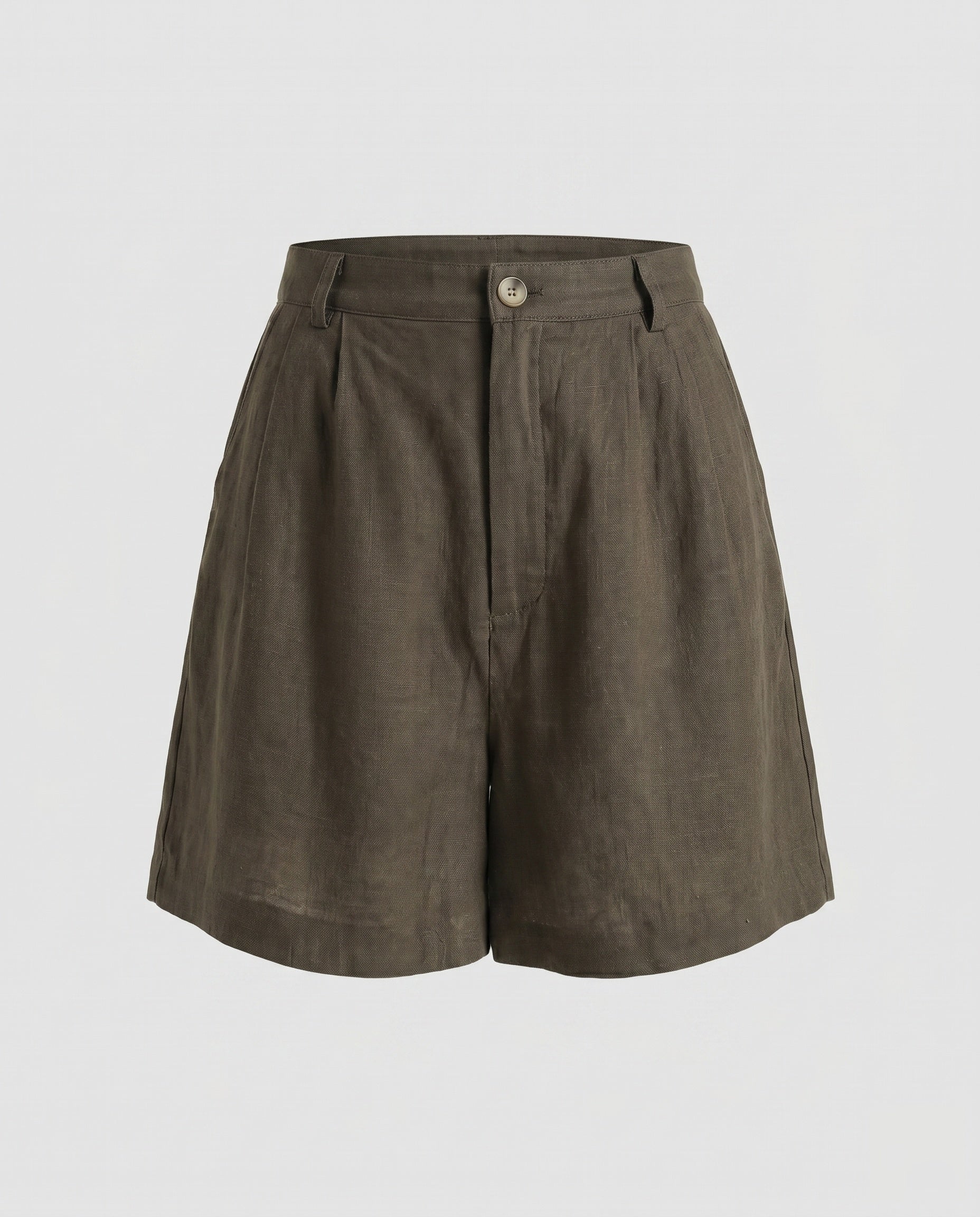 Damen elegante Leinen-Shorts mit hohem Taillenbund und seitlichen Eingrifftaschen - Image 5