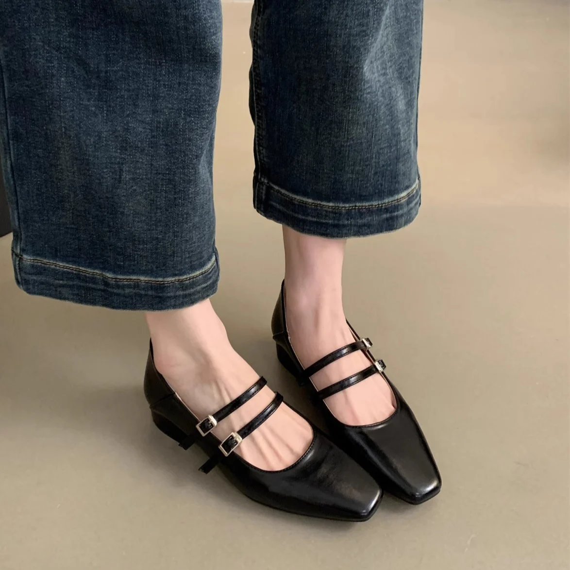 Damen elegante Mary Jane Ballerinas mit modischem Doppelriemen und komfortablem Fußbett R&B - Image 4