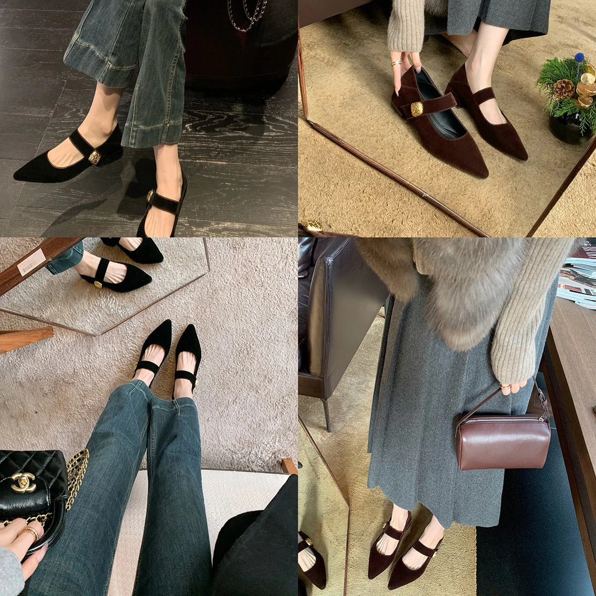 Damen elegante Mary Jane Pumps mit modischem Riemchen und goldener Schnalle R&B - Image 3