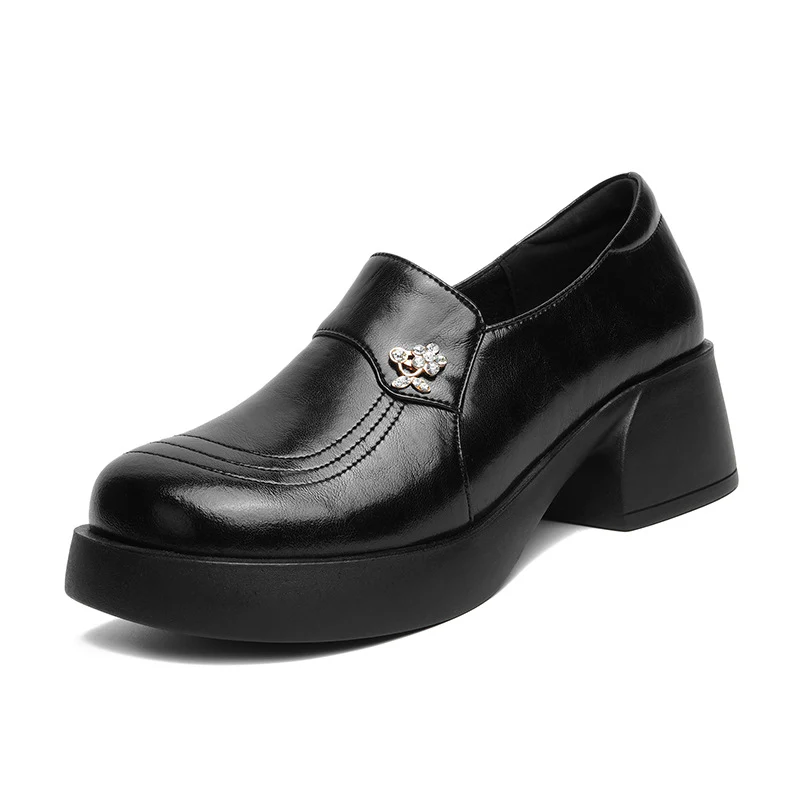 Damen Elegante Mokassins mit komfortablem Blockabsatz und glänzendem Schmuckdetail R&B - Image 5