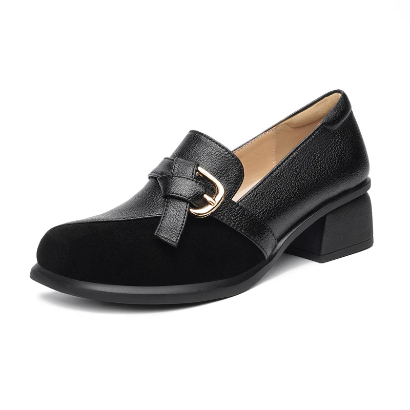 Damen Elegante Mokassins mit modischem Schnallen-Detail und komfortablem Blockabsatz R&B - Image 4