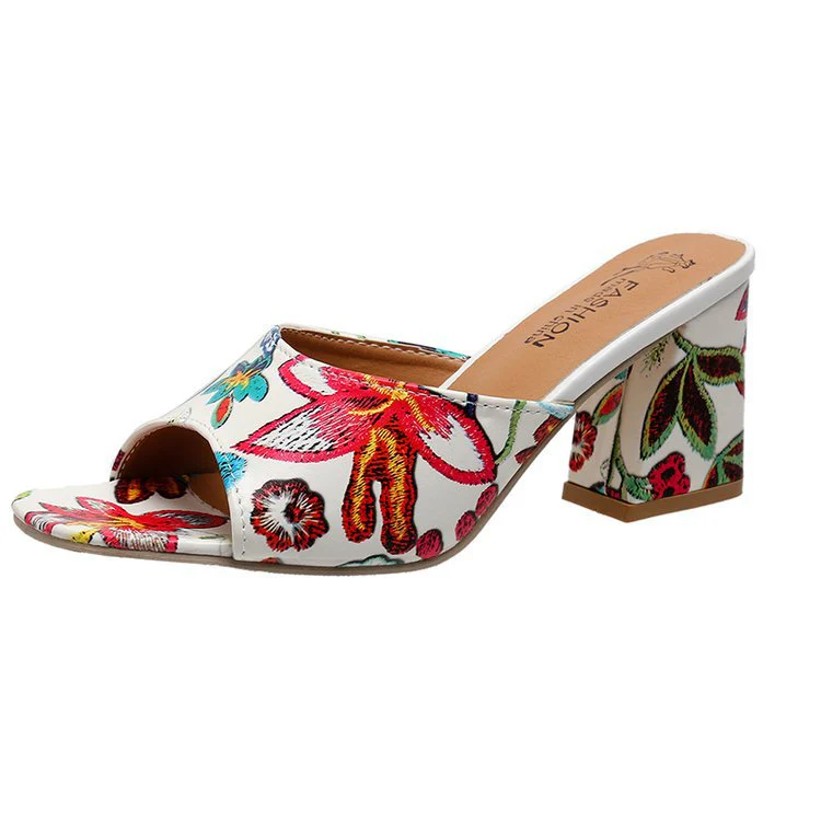 Damen Elegante Mules mit floralem Design und komfortablem Blockabsatz R&B - Image 6