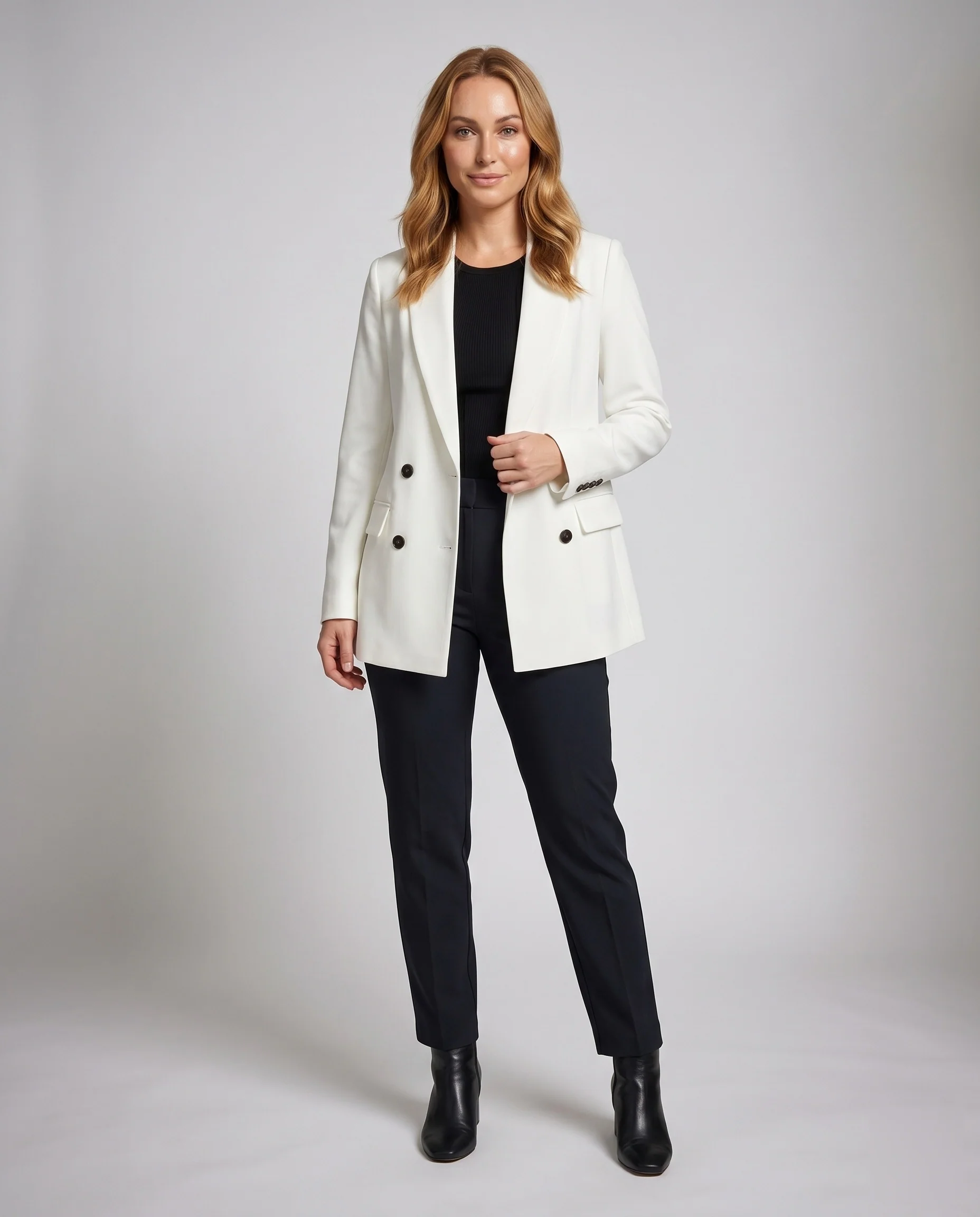 Damen Elegante Oversized-Blazer mit doppelter Knopfverschluss und klassischen Details