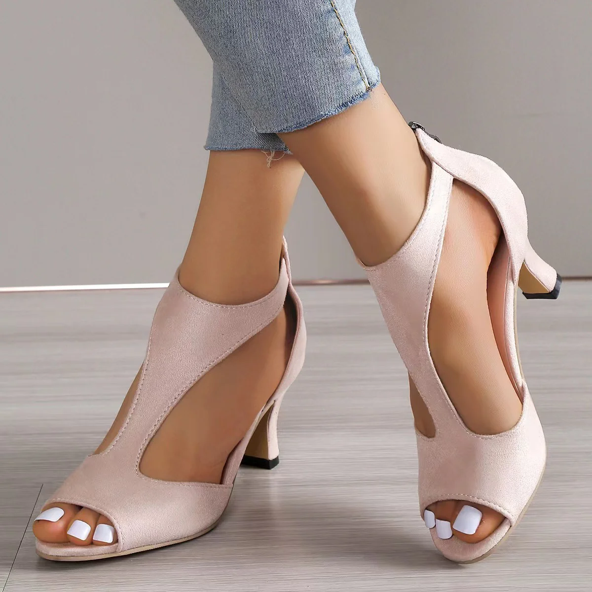 Damen elegante Peeptoe-Pumps mit modischem Cut-Out-Design und bequemem Absatz R&B - Image 3