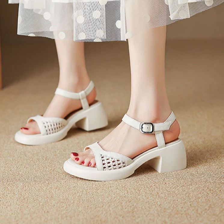 Damen elegante Plateau-Sandalen mit modischem Riemen und ergonomischem Fußbett R&B - Image 4