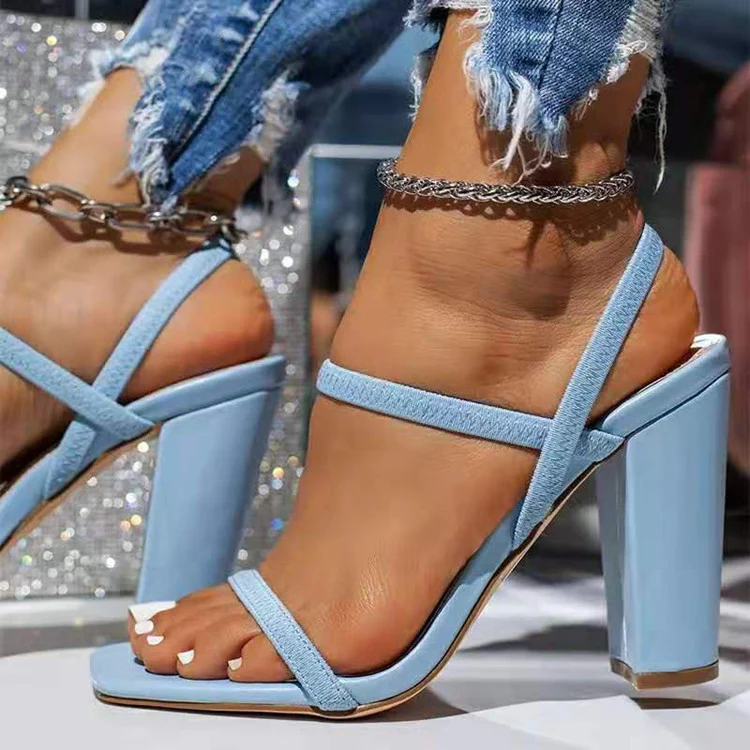 Damen Elegante Plateau-Sandalen mit verstellbarem Riemendesign und hochglänzendem Blockabsatz R&B - Image 2