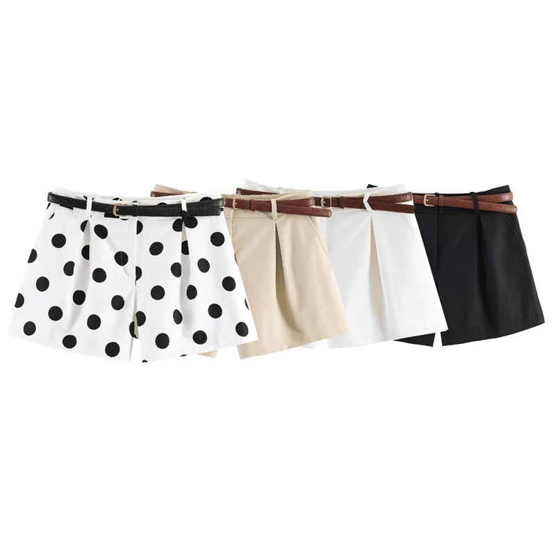 Damen elegante Polka-Dot-Shorts mit Gürtel R&B - Image 5
