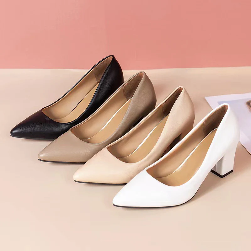 Damen elegante Pumps mit blockiertem Absatz und hochwertiger Oberflächenstruktur R&B - Image 3