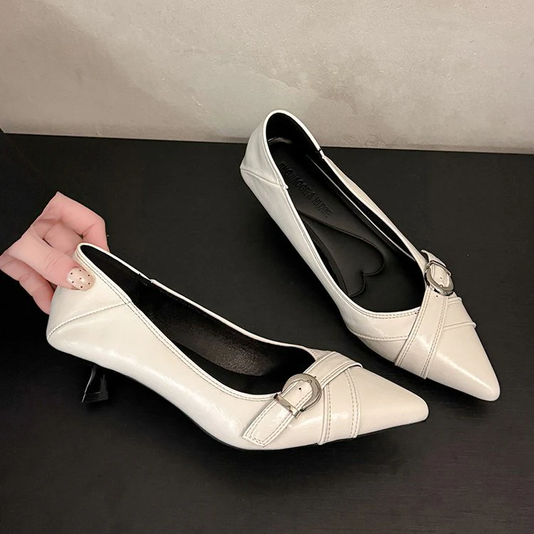Damen elegante Pumps mit dekorativem Schnallenverschluss und spitzem Design R&B - Image 6