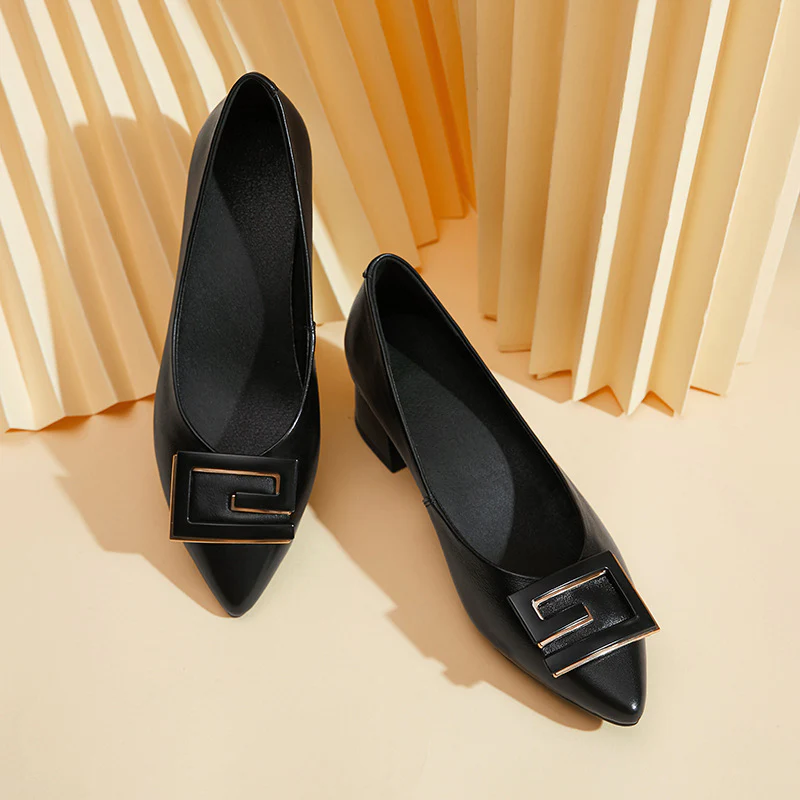 Damen Elegante Pumps mit modischer Schnallenverzierung und bequemem Blockabsatz R&B - Image 3