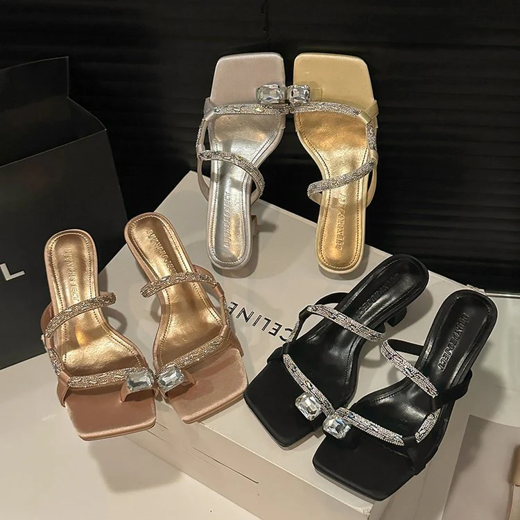 Damen elegante Riemchen-Sandalen mit funkelndem Akzent und komfortablem Absatz R&B - Image 3