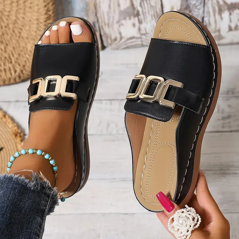 Damen elegante Riemchen-Sandalen mit modischer Schnallenverzierung R&B - Image 3
