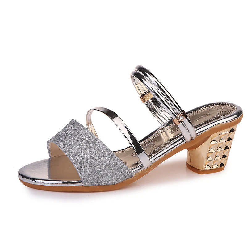 Damen elegante Riemensandaletten mit funkelndem Glitzer und luxuriösem Blockabsatz R&B - Image 7