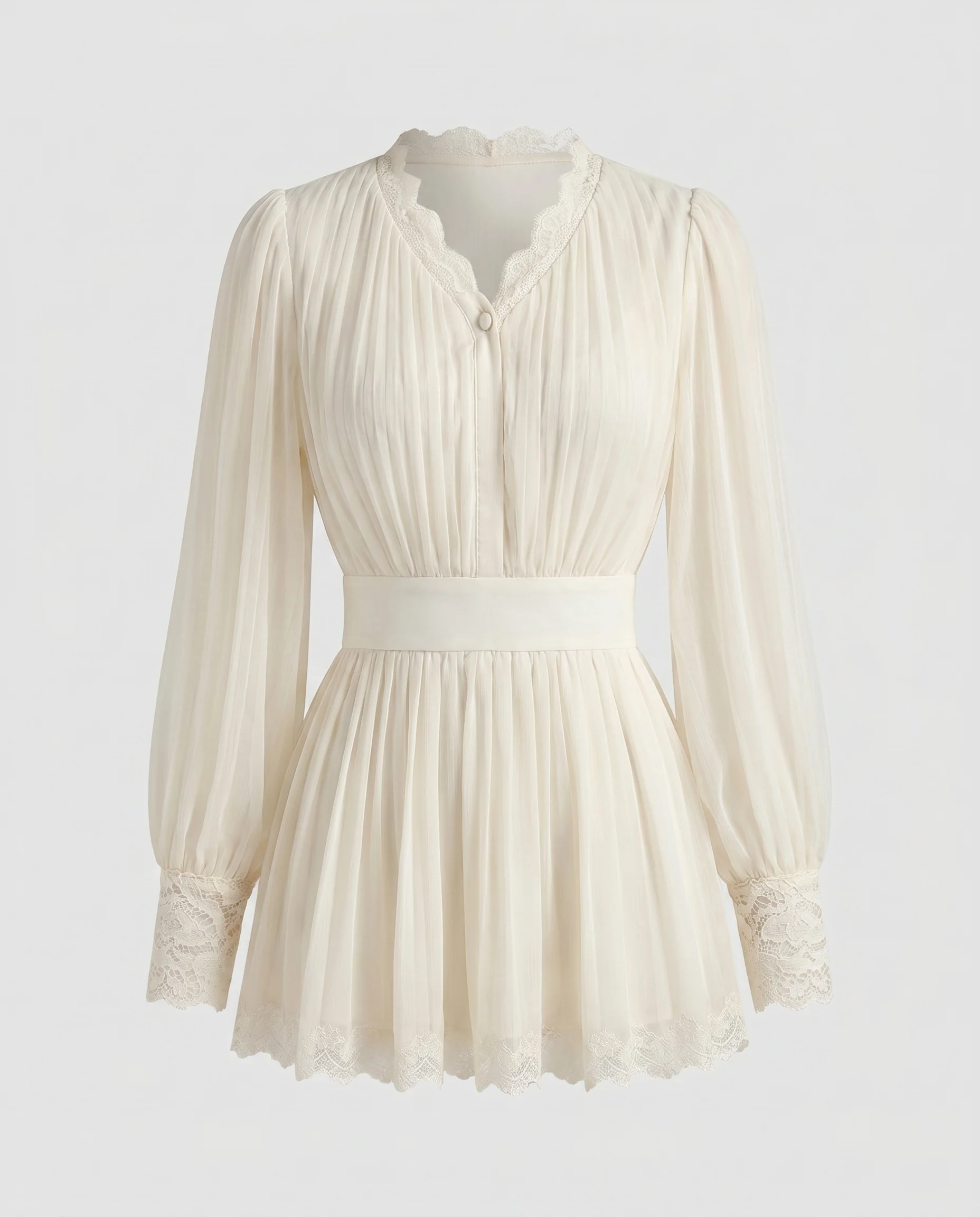 Damen Elegante Rüschenbluse mit Volants und Spitzenbesatz R&B - Image 3