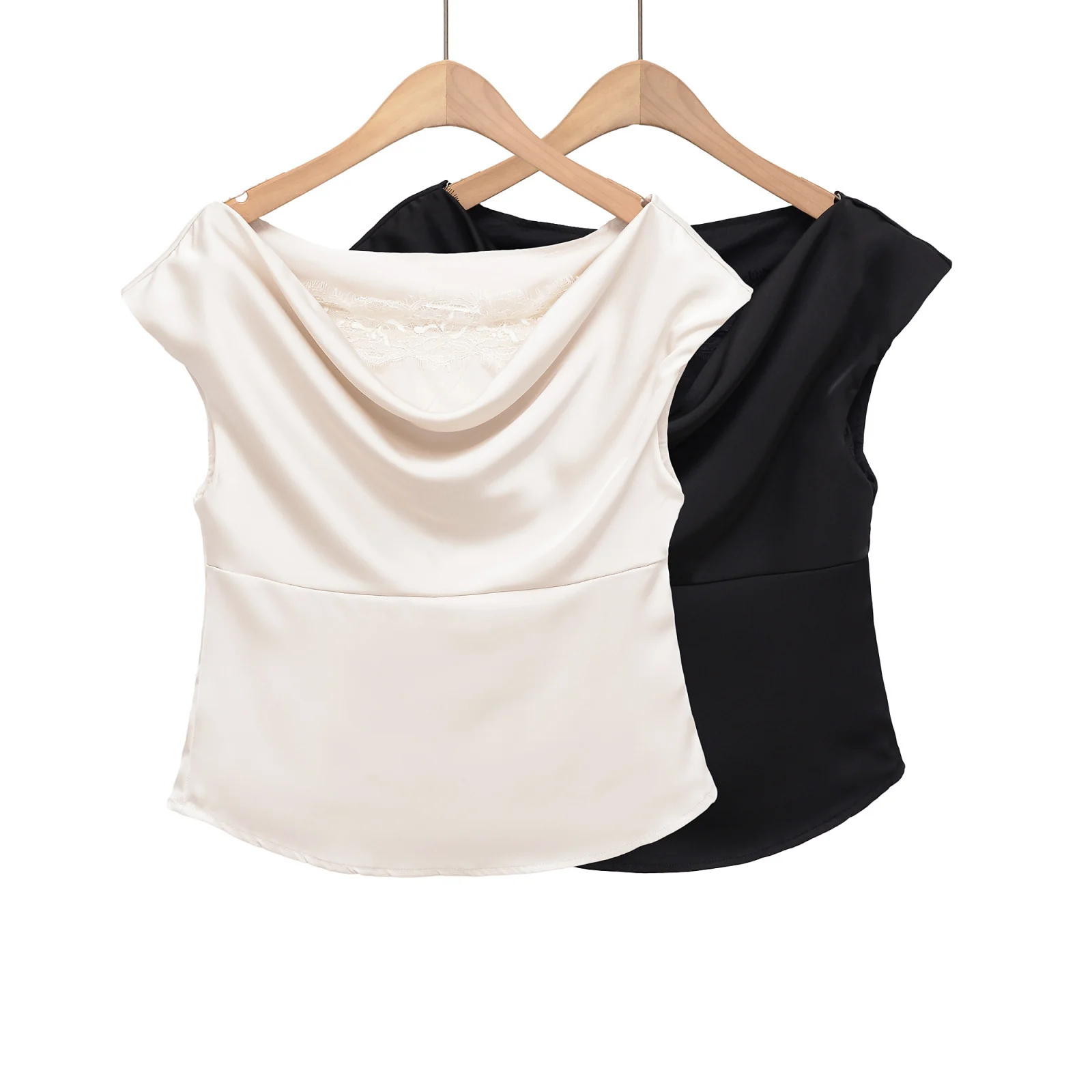 Damen elegante Satinbluse mit raffiniertem Wasserfall-Ausschnitt R&B - Image 5