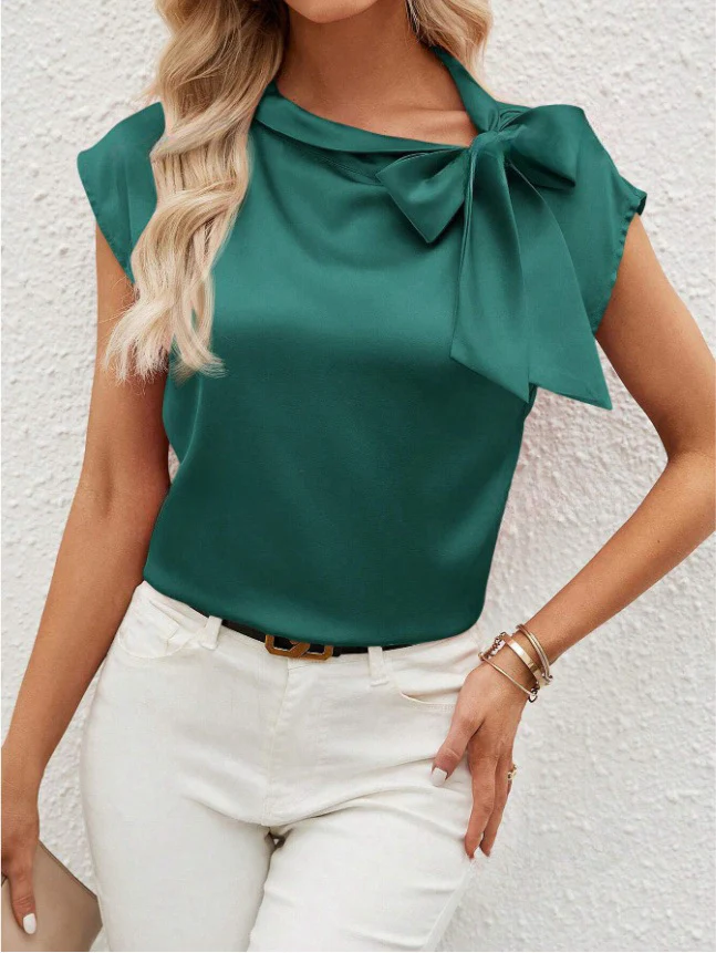 Damen Elegante Satinbluse mit Schleifendetail R&B - Image 10